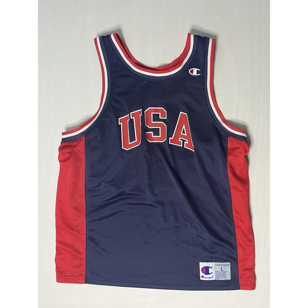 Champion Team USA Olympic Basketball Jersey Men's Size Large Blue & Red #9